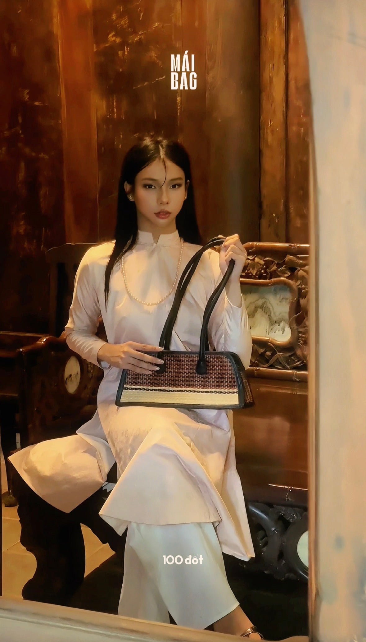 MÁI BAG - Brown striped UZU weave