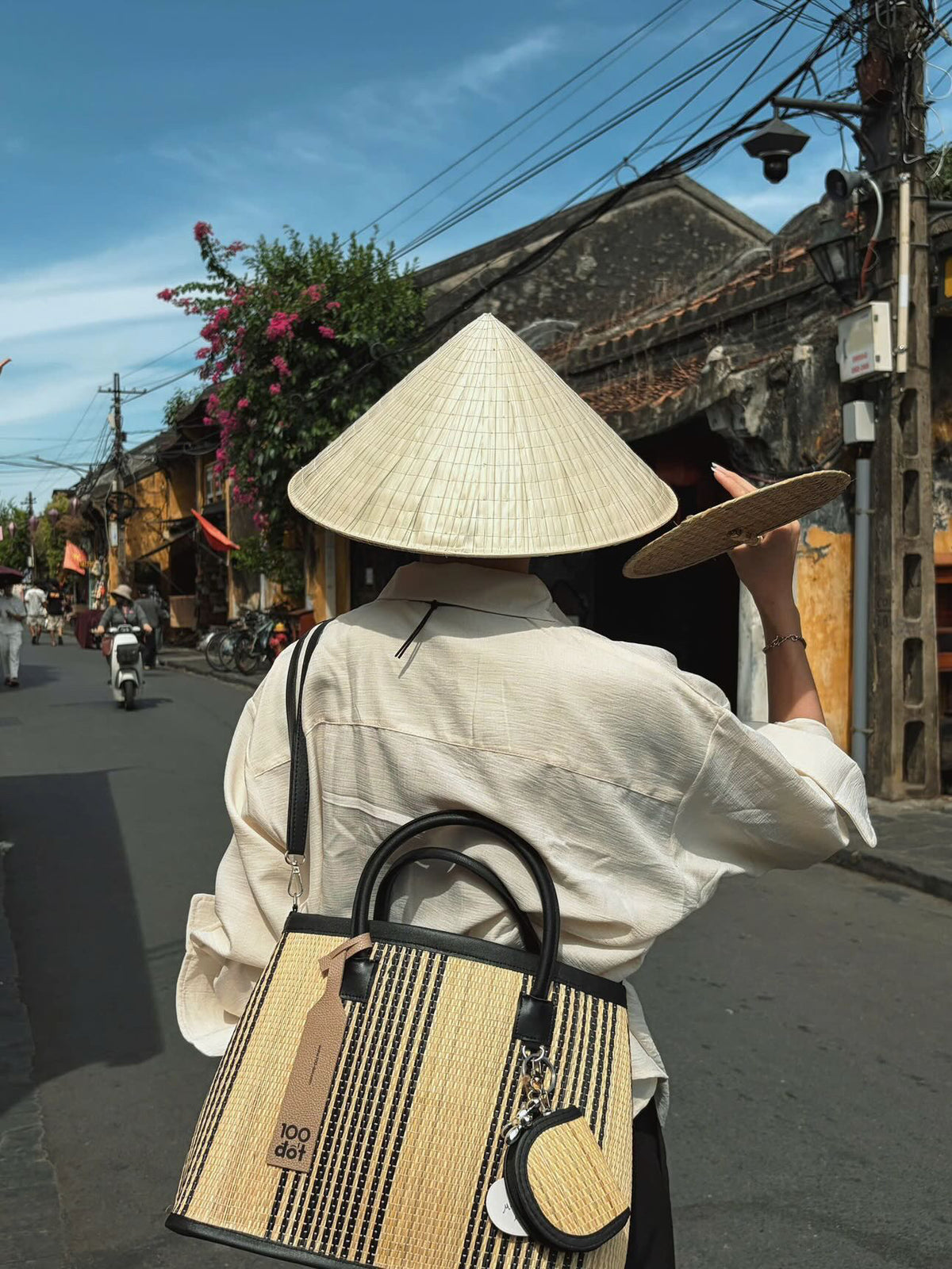ĐAN BAG - Black small stripes UZU weave