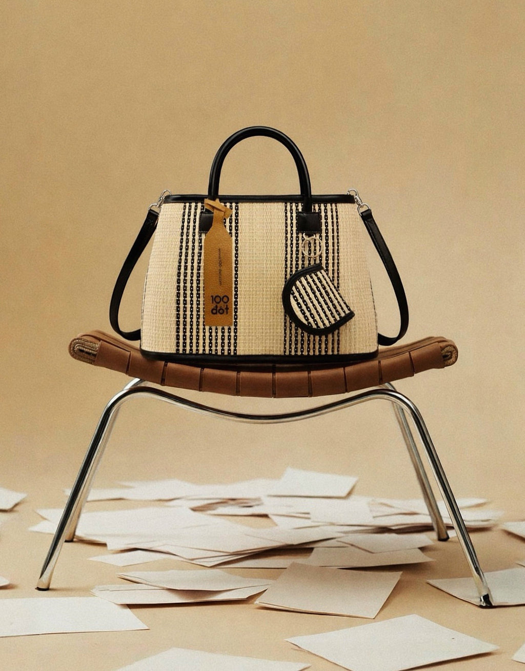 ĐAN BAG - Black small stripes UZU weave