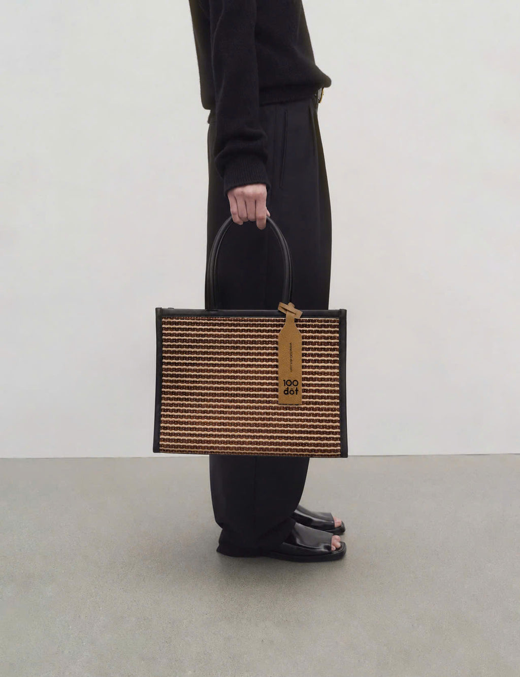 NHỰT BAG - Brown small striped UZU weave