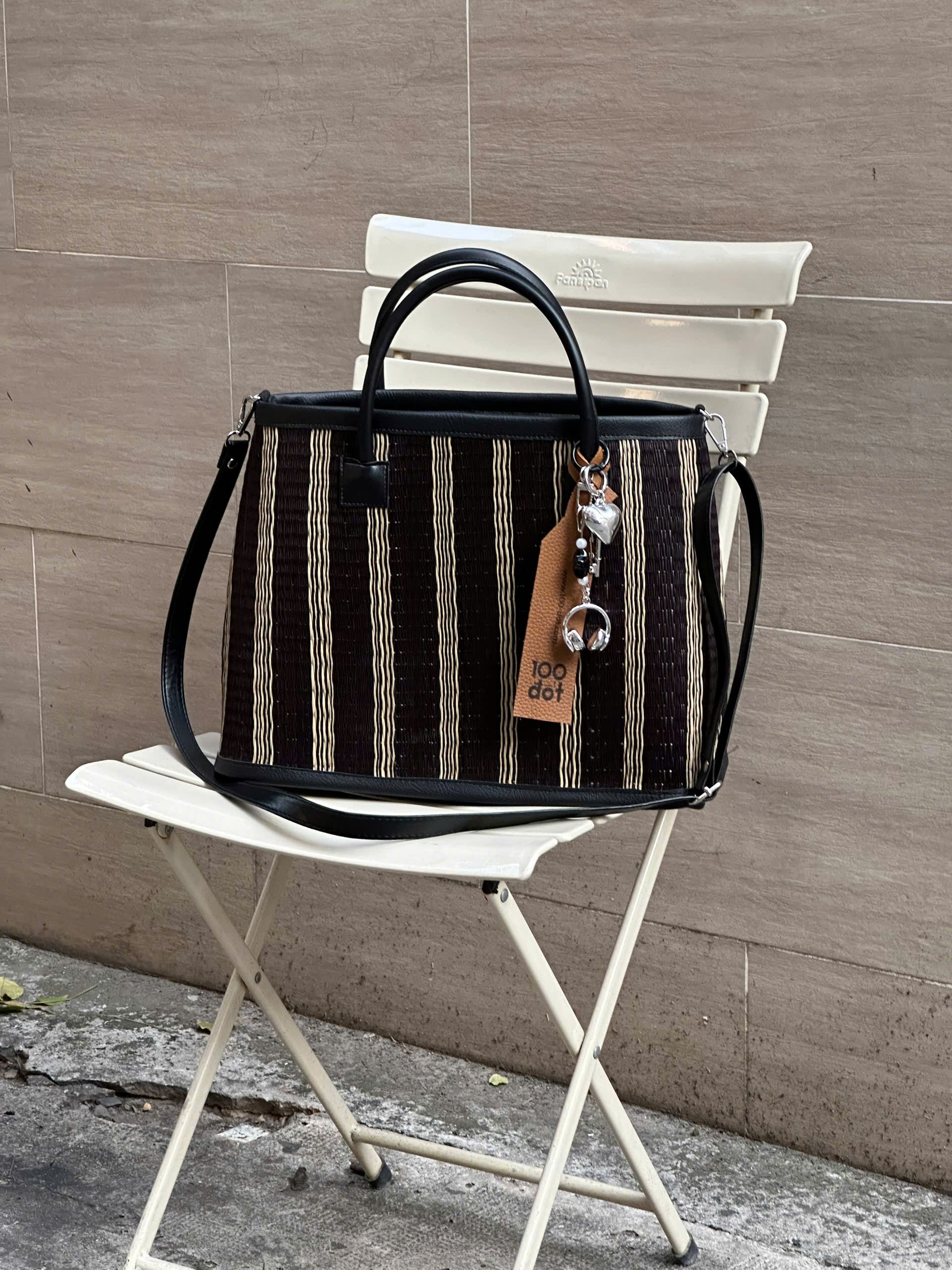 ĐAN BAG - Black striped UZU weave