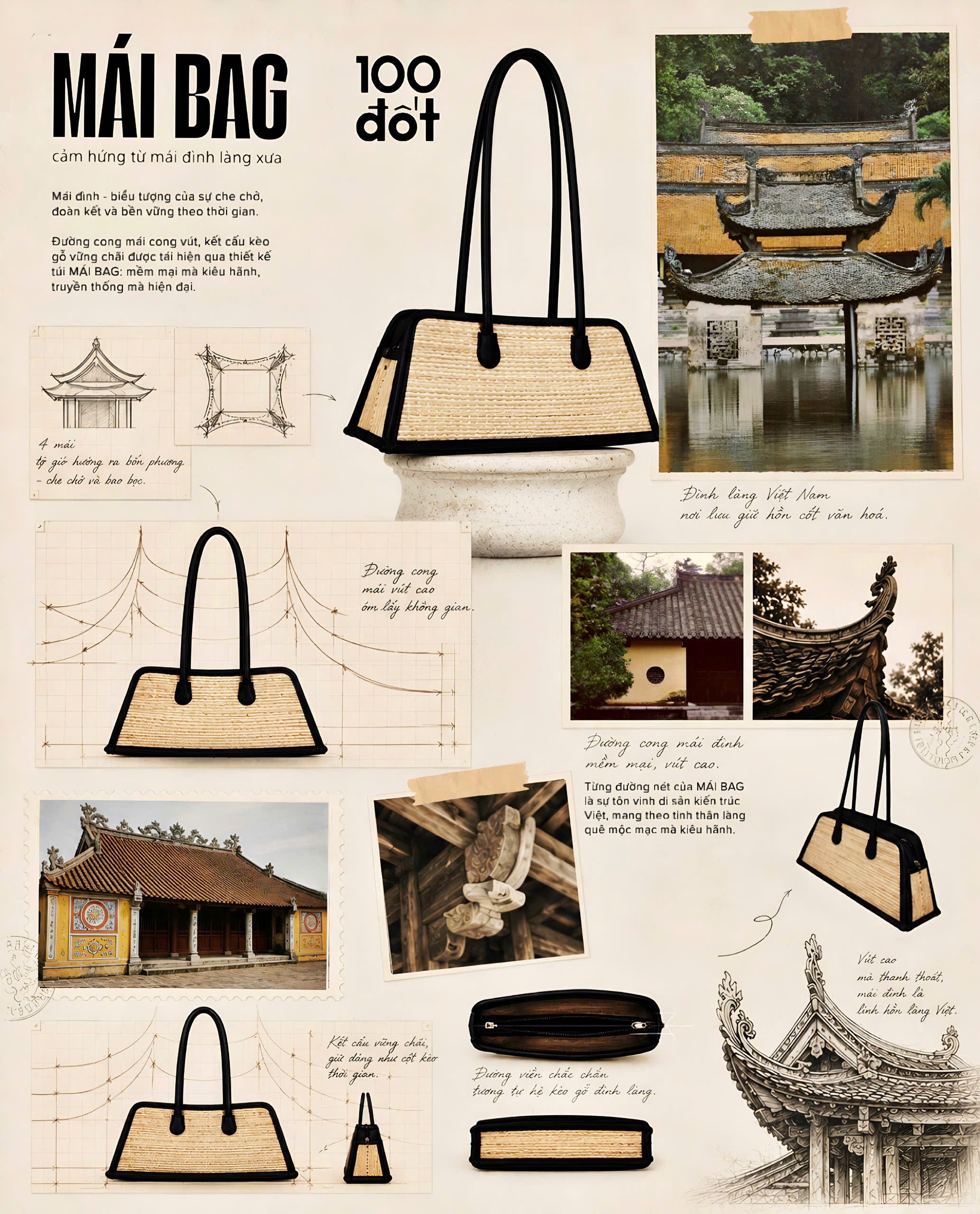 MÁI BAG - Black striped UZU WEAVE